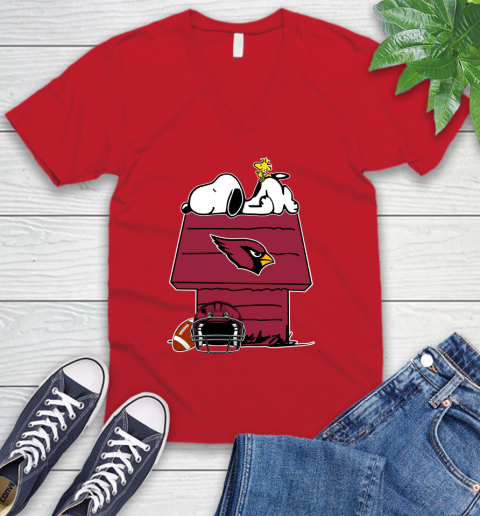 Arizona Cardinals NFL Football Snoopy Woodstock The Peanuts Movie V-Neck T-Shirt 7