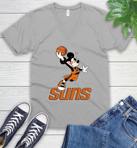 NBA Basketball Phoenix Suns Cheerful Mickey Mouse Shirt V-Neck T-Shirt 4