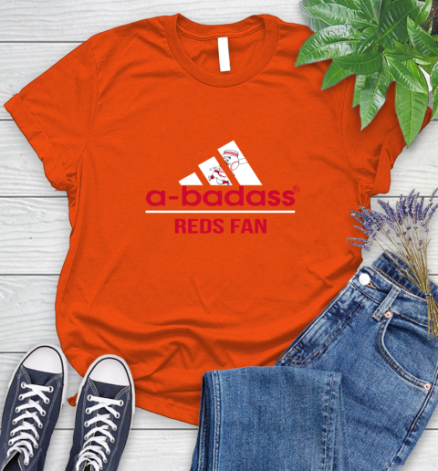 MLB A Badass Cincinnati Reds Fan Adidas Baseball Sports Women's T-Shirt 3