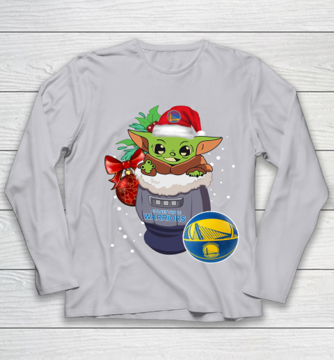 Golden State Warriors Christmas Baby Yoda Star Wars Funny Happy NBA Youth Long Sleeve 5