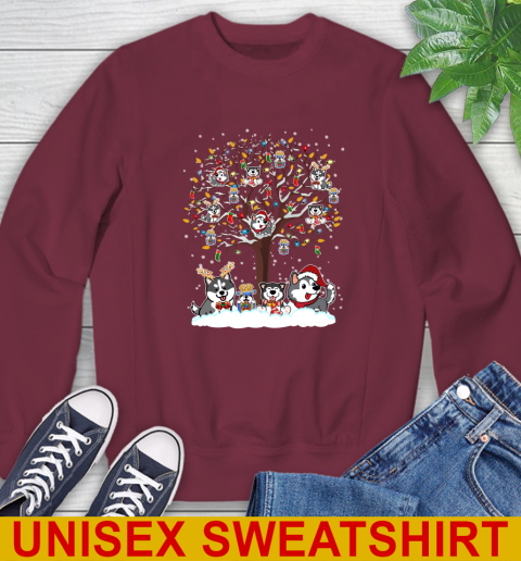 Husky dog pet lover light christmas tree shirt 30