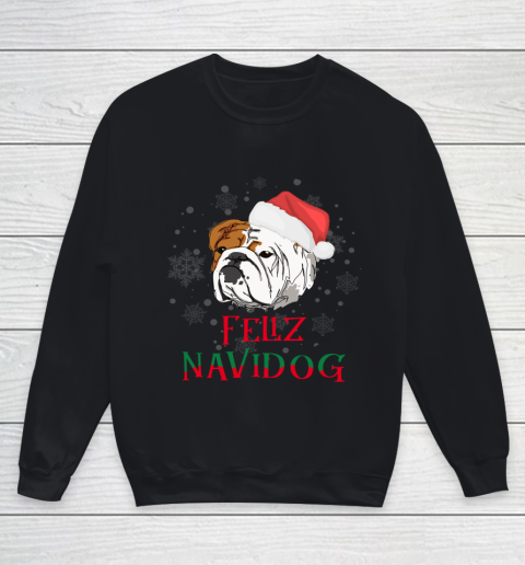 English Bulldog Feliz Navidog Christmas Youth Sweatshirt
