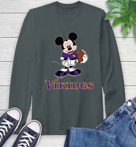NFL Football Minnesota Vikings Cheerful Mickey Mouse Shirt Long Sleeve T-Shirt 7
