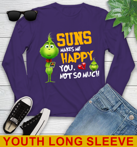 NBA Phoenix Suns Makes Me Happy You Not So Much Grinch Basketball Sports Youth Long Sleeve 4