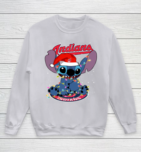 Cleveland Indians MLB noel stitch Baseball Christmas Youth Sweatshirt 2