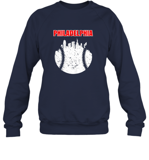 pk9o vintage philadelphia cityscape baseball retro sweatshirt 35 front navy