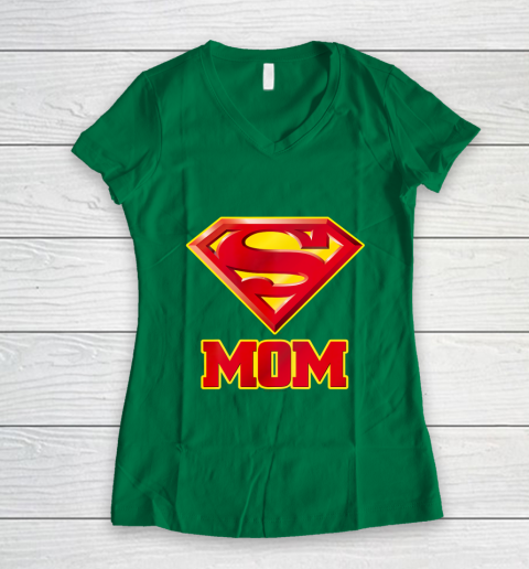 Super Mom Superman Logo Women's V-Neck T-Shirt 5