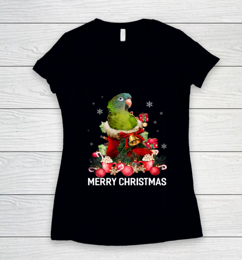 Parrot Ornament Decoration Christmas Tree Tee Xmas Gift Women's V-Neck T-Shirt