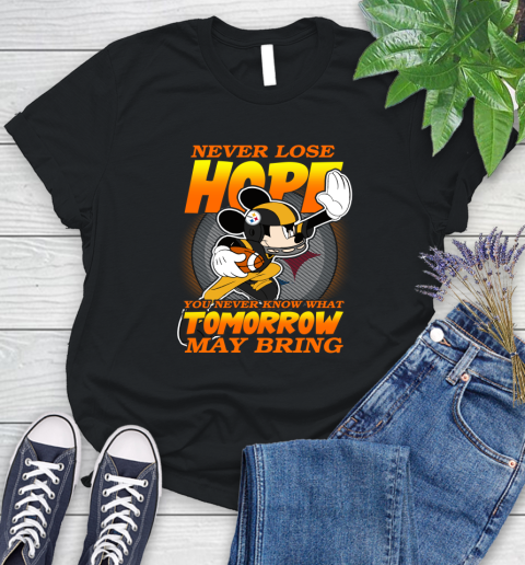 Pittsburgh Steelers NFL Football Mickey Disney Never Lose Hope Women's T-Shirt