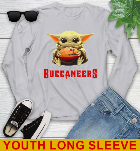 NFL Football Tampa Bay Buccaneers Baby Yoda Star Wars Shirt Youth Long Sleeve 6