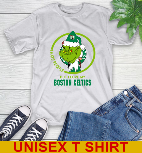 Boston Celtics NBA Christmas Grinch I Hate People But I Love My Favorite Basketball Team T-Shirt 12