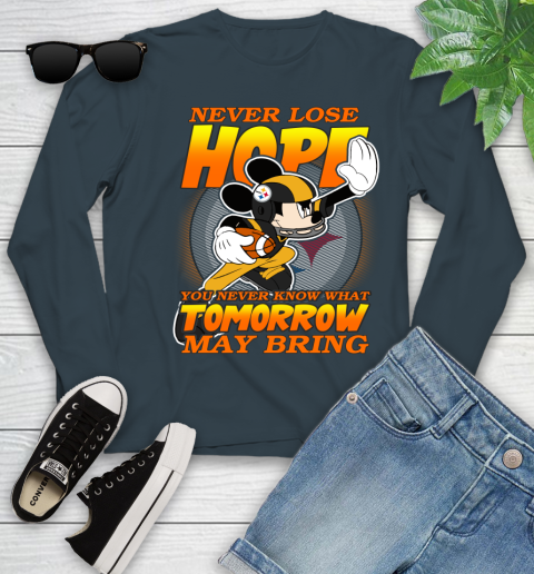 Pittsburgh Steelers NFL Football Mickey Disney Never Lose Hope Youth Long Sleeve 9