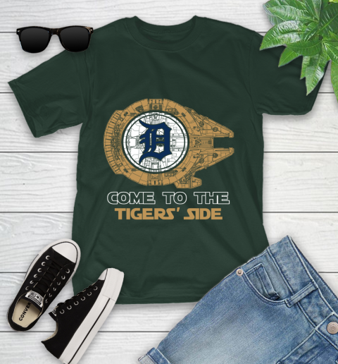 MLB Come To The Detroit Tigers Side Star Wars Baseball Sports Youth T-Shirt 5