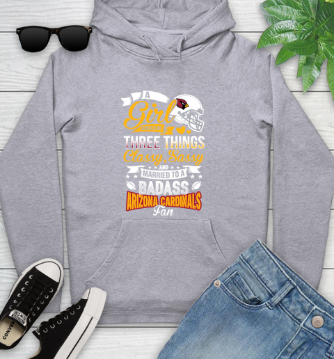 Arizona Cardinals NFL Football A Girl Should Be Three Things Classy Sassy And A Be Badass Fan Youth Hoodie 6