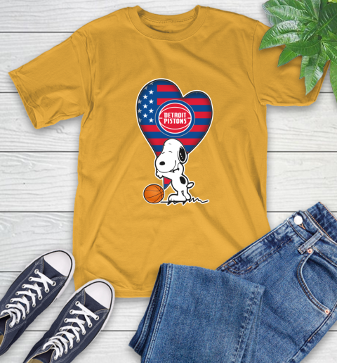 Detroit Pistons NBA Basketball The Peanuts Movie Adorable Snoopy T-Shirt 3