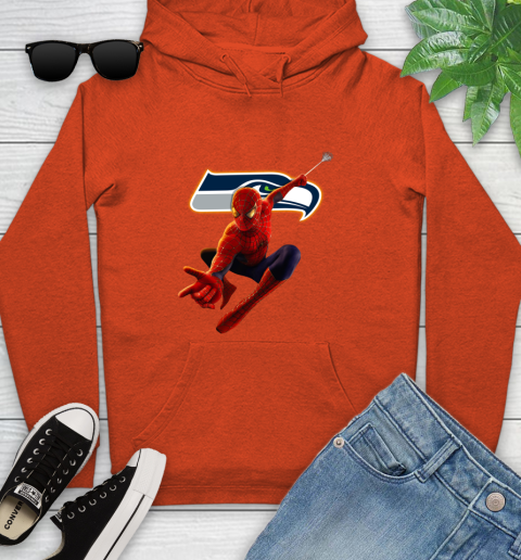 NFL Spider Man Avengers Endgame Football Seattle Seahawks Youth Hoodie 5