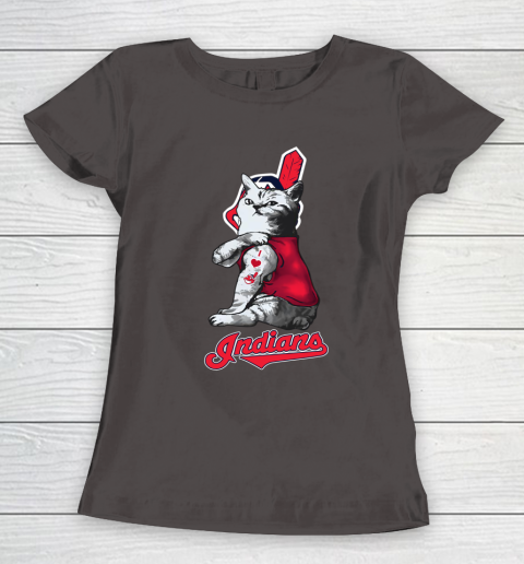 MLB Baseball My Cat Loves Cleveland Indians Women's T-Shirt 7