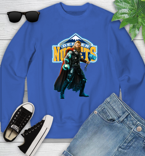 NBA Thor Avengers Endgame Basketball Denver Nuggets Youth Sweatshirt 8