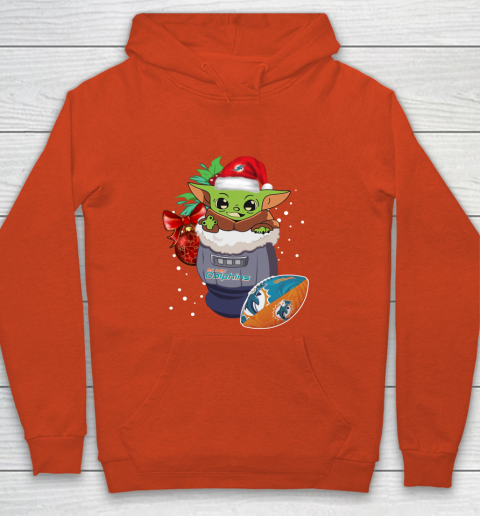 Miami Dolphins Christmas Baby Yoda Star Wars Funny Happy NFL Youth Hoodie 4