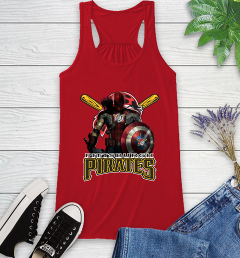 MLB Captain America Thor Spider Man Hawkeye Avengers Endgame Baseball Pittsburgh Pirates Racerback Tank 6