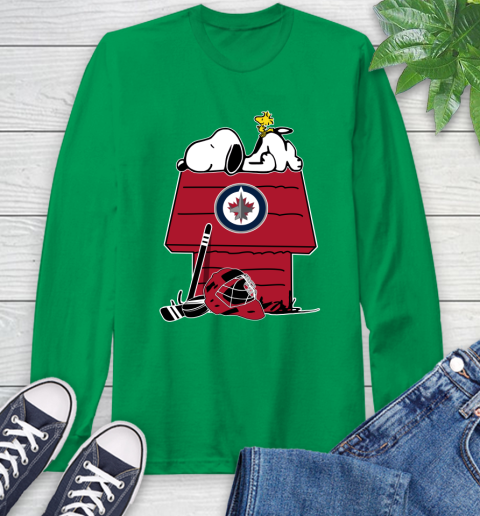 Winnipeg Jets NHL Hockey Snoopy Woodstock The Peanuts Movie Long Sleeve T-Shirt 7