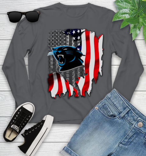 Carolina Panthers NFL Football American Flag Youth Long Sleeve 9