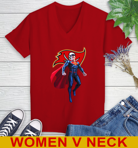 NFL Superman DC Sports Football Tampa Bay Buccaneers Women's V-Neck T-Shirt 12
