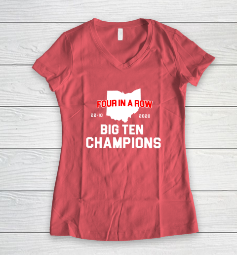 Big Ten Champions Four in a Row 2020 Women's V-Neck T-Shirt 4