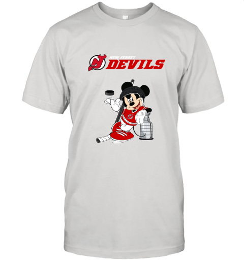 Mickey New Jersey Devils With The Stanley Cup Hockey NHL Unisex Jersey Tee