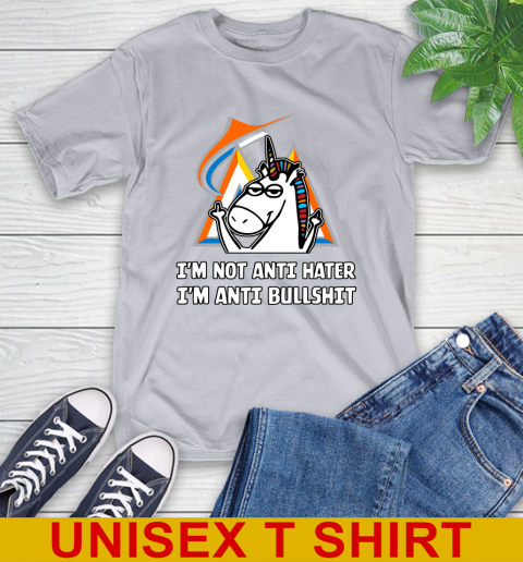 Miami Marlins MLB Baseball Unicorn I'm Not Anti Hater I'm Anti Bullshit T-Shirt 6