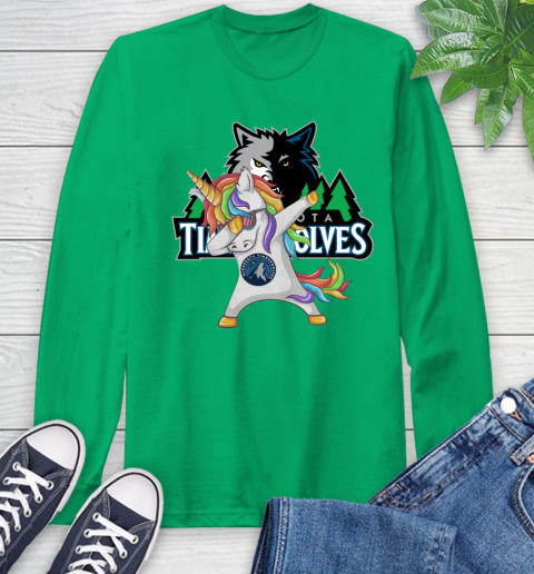 Minnesota Timberwolves NBA Basketball Funny Unicorn Dabbing Sports Long Sleeve T-Shirt 7