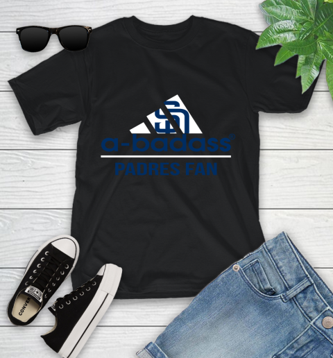MLB A Badass San Diego Padres Fan Adidas Baseball Sports Youth T-Shirt