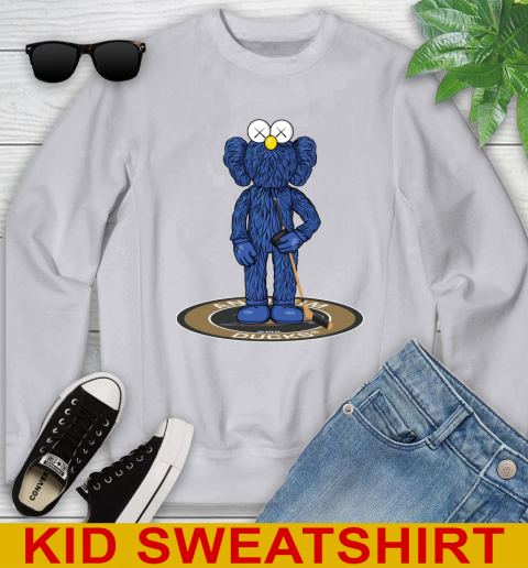 NHL Hockey Anaheim Ducks Kaws Bff Blue Figure Shirt Youth Sweatshirt 5 NHL Hockey Anaheim Ducks Kaws Bff Blue Figure Shirt Youth Sweatshirt - Image 5