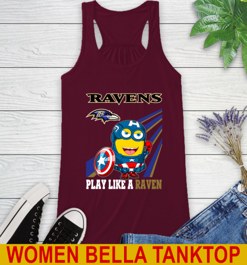 NFL Football Baltimore Ravens Captain America Marvel Avengers Minion Shirt Racerback Tank 2