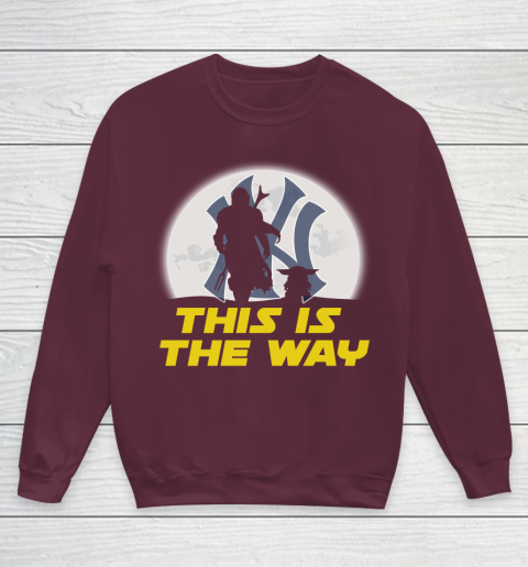 New York Yankees MLB Baseball Star Wars Yoda And Mandalorian This Is The Way Youth Sweatshirt 4