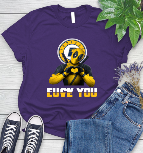 NBA Indiana Pacers Deadpool Love You Fuck You Basketball Sports Women's T-Shirt 4