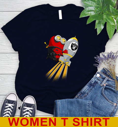 NFL Football Oakland Raiders Deadpool Minion Marvel Shirt Women's T-Shirt 2