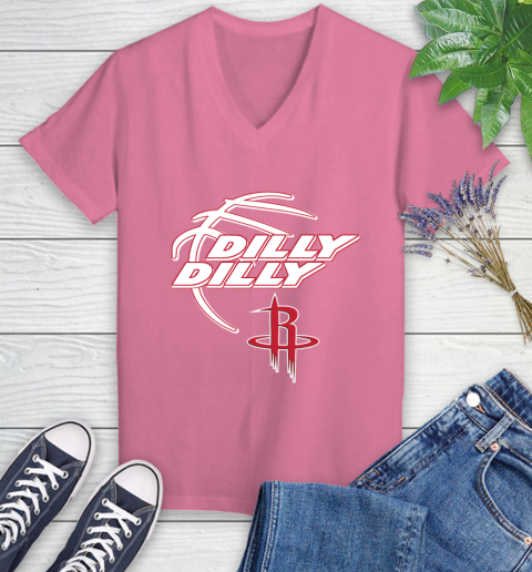 NBA Houston Rockets Dilly Dilly Basketball Sports Women's V-Neck T-Shirt 13