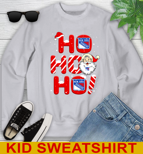 New York Rangers NHL Hockey Ho Ho Ho Santa Claus Merry Christmas Shirt Youth Sweatshirt 3