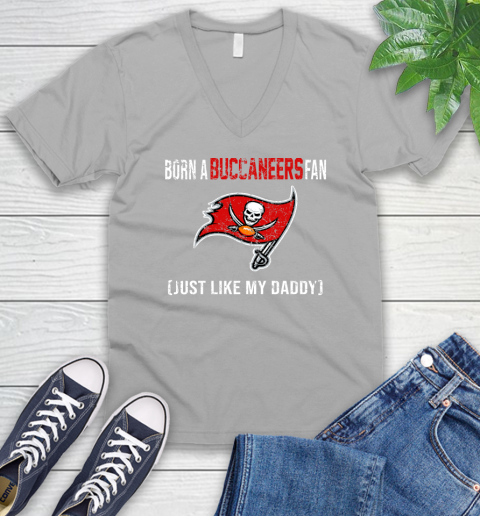NFL Tampa Bay Buccaneers Football Loyal Fan Just Like My Daddy Shirt V-Neck T-Shirt 3