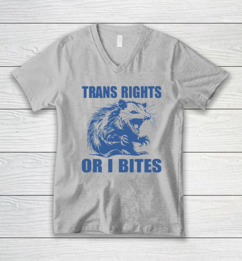 Trans Rights Or I Bites Raccoon V-Neck T-Shirt 2
