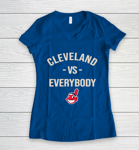 Cleveland Indians Vs Everybody Women's V-Neck T-Shirt 7