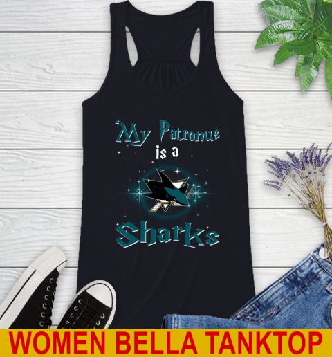 NHL Hockey Harry Potter My Patronus Is A San Jose Sharks Racerback Tank 8