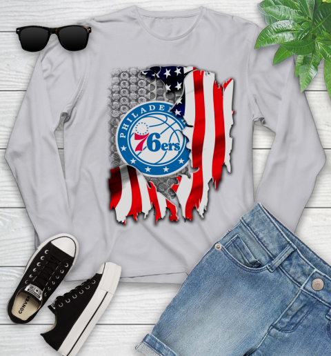 Philadelphia 76ers NBA Basketball American Flag Youth Long Sleeve 5