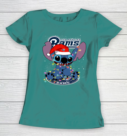 Los Angeles Rams NFL Football noel stitch Christmas Women's T-Shirt 10