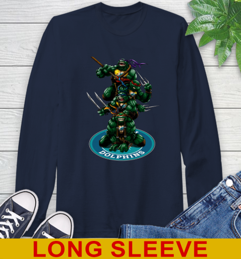 NFL Football Miami Dolphins Teenage Mutant Ninja Turtles Shirt Long Sleeve T-Shirt 4