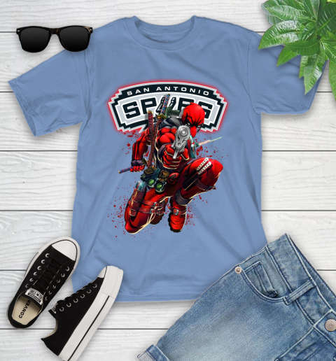 NBA Deadpool Marvel Comics Sports Basketball San Antonio Spurs Youth T-Shirt 11