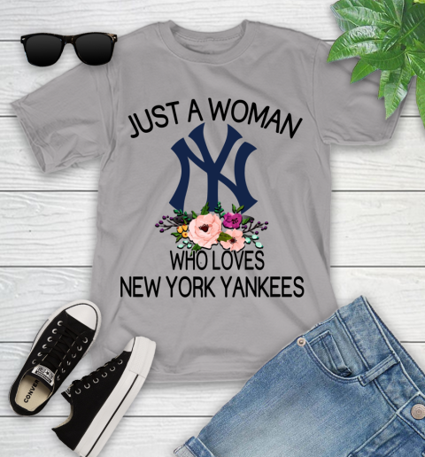 MLB Just A Woman Who Loves New York Yankees Baseball Sports Youth T-Shirt 2