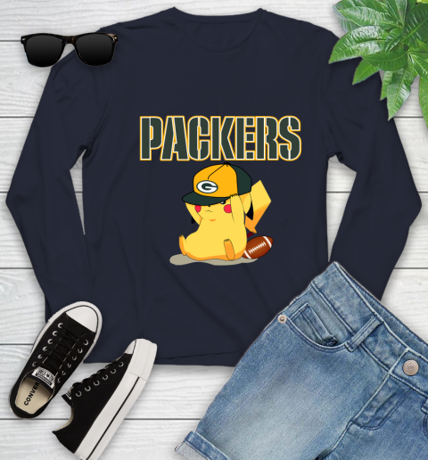 NFL Pikachu Football Sports Green Bay Packers Youth Long Sleeve 3