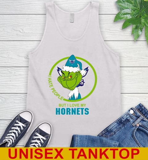 Charlotte Hornets NBA Christmas Grinch I Hate People But I Love My Favorite Basketball Team Tank Top